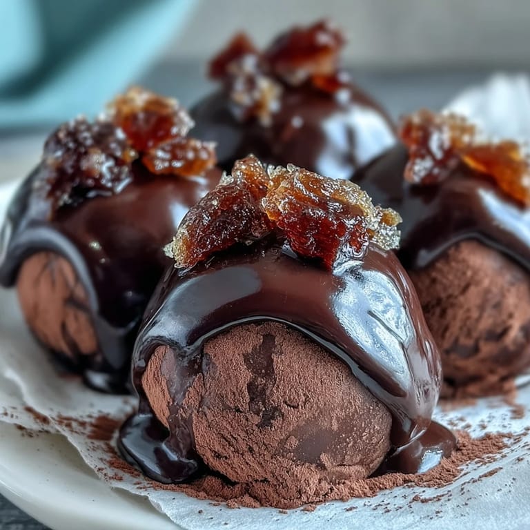 Luxurious dark chocolate truffles rolled with candied orange, offering a bittersweet citrus surprise in every bite.