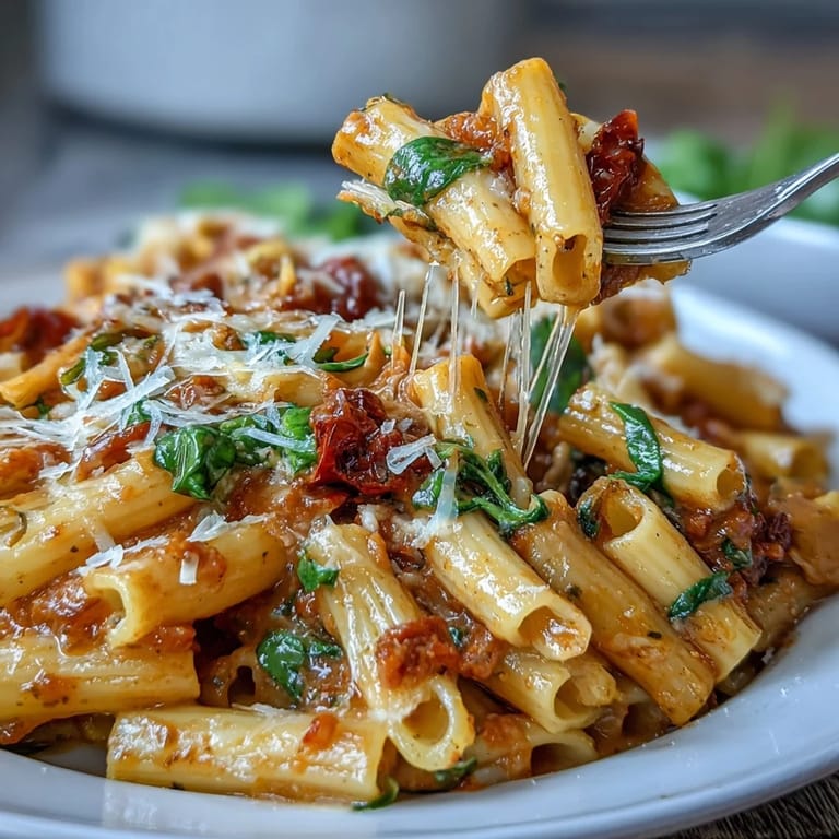 Easy One-Pot Budget-Friendly Pasta loaded with spinach, tomatoes, and melted Parmesan cheese for a quick dinner