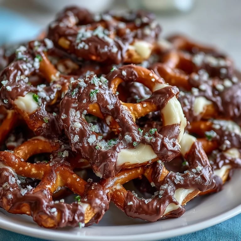 Bite-sized pretzel shamrock treats coated in smooth white chocolate and topped with festive green sprinkles for St. Patrick's Day.