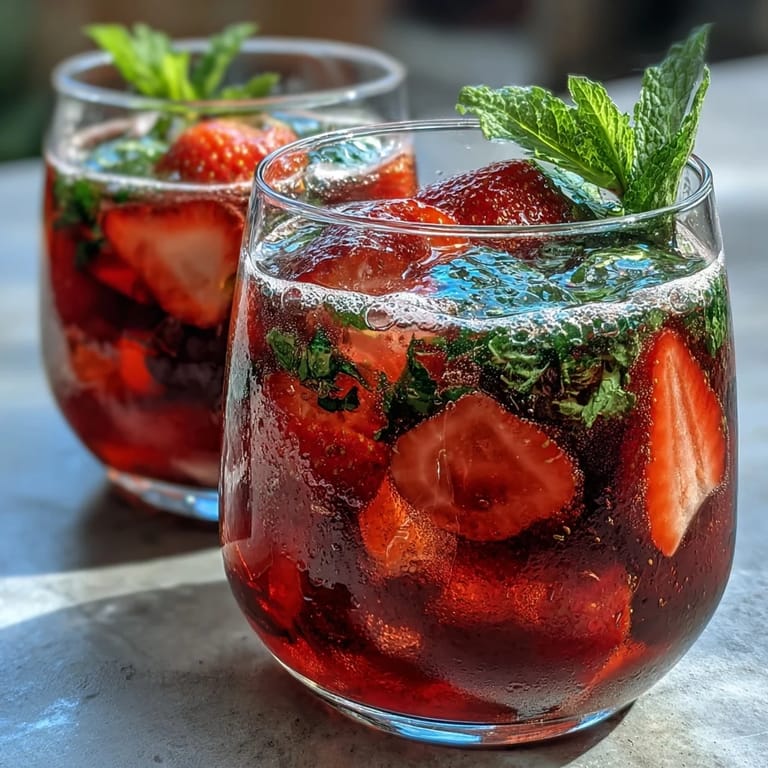 Refreshing non-alcoholic sangria featuring white grape and citrus, with strawberries and mint, ideal for spring brunches or garden parties.