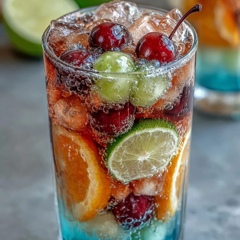 Colorful layers of fruity sherbet and bubbly lemon-lime soda create a refreshing party punch for grad events.