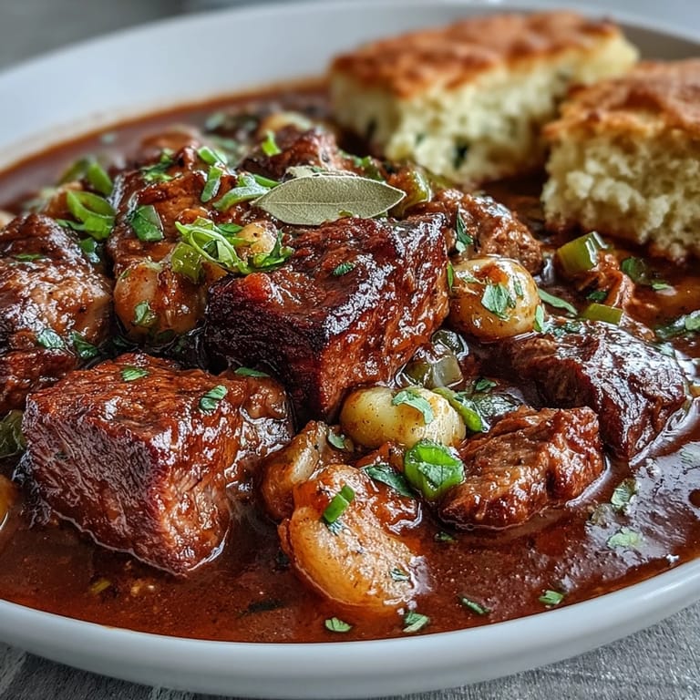 Imagine this comforting Kentucky Derby Burgoo Stew, a flavorful party staple, served piping hot.