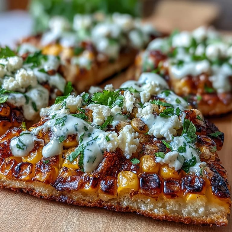 Cinco de Mayo street corn flatbread, vibrant with toppings, ready to serve.