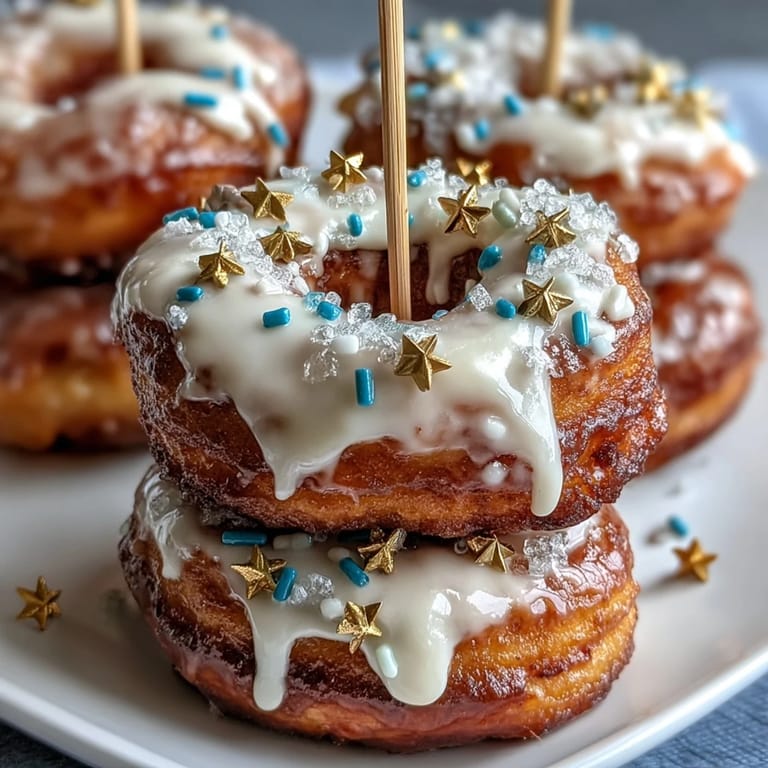 Festive donut tower overflowing with vibrant sprinkles, a perfect dessert for graduation parties.