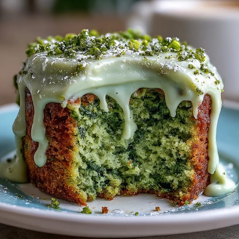 Decorated smash cake style mini matcha birthday cake, ready for festive enjoyment.