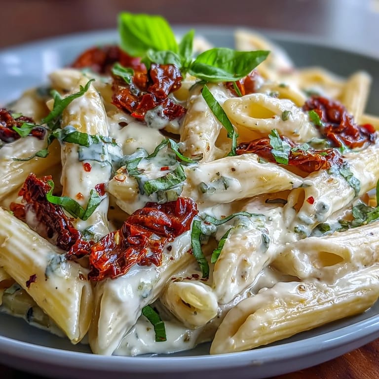 Vivid Marry Me Pasta dish, rich with sun-dried tomatoes and parmesan cheese.
