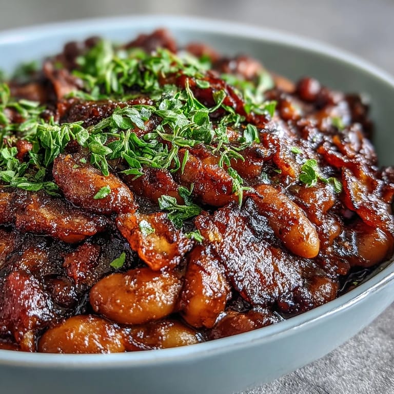 Smoky-sweet Juneteenth BBQ Baked Beans, a perfect picnic side with rich molasses.