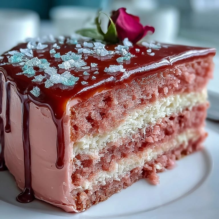 Pink Rosé Velvet Cake with beautiful shimmering gold drip, perfect for celebrations.