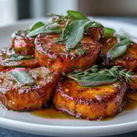 1. Candied yams with brown butter and sage, roasted until tender and glazed in a rich, nutty sauce.  