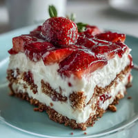Refreshing Memorial Day No-Bake Icebox Cake bursting with strawberries.