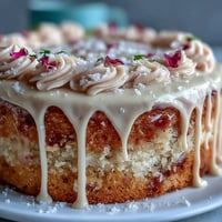 Delicate pink Bridal Shower Rosé Velvet Cake with glistening gold drip decoration.